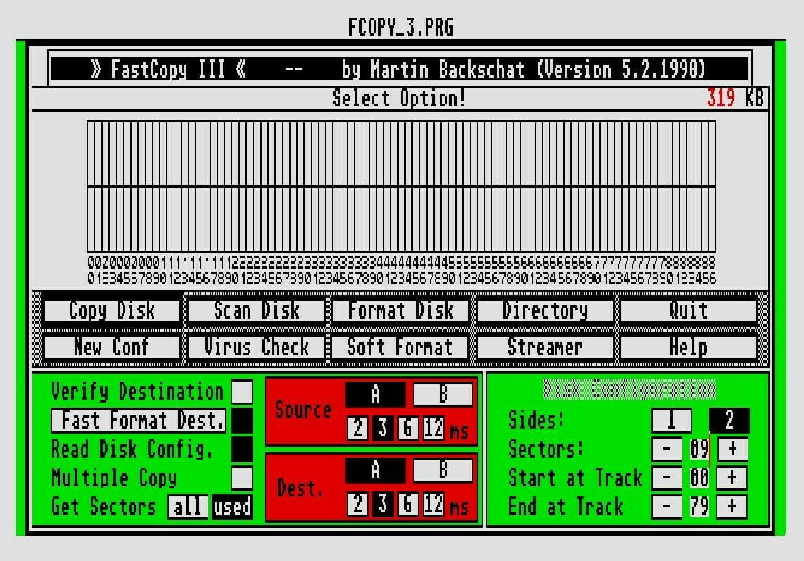 Fast Copy III 3-MARTIN backschat-Atari ST software di formattazione del disco copia 